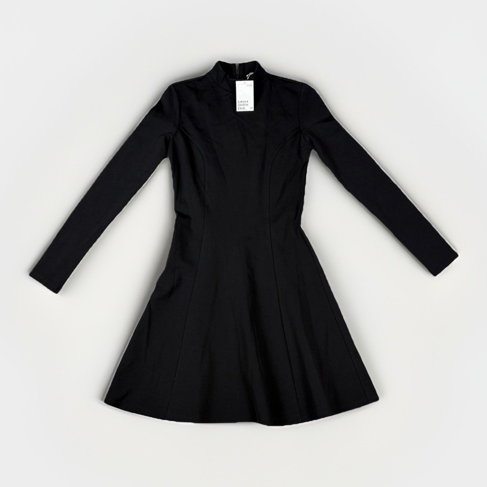 H&M Dress Size Small Black Mock Neck Long Sleeve A Line NWT